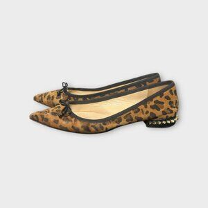 CHRISTIAN LOUBOUTIN Hall Leopard Suede Flats 36.5 6.5 $695 Loubie Sexy Classic
